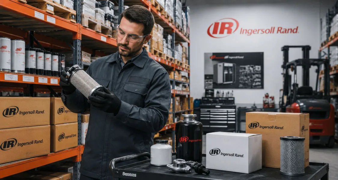 SWEM technician handling original Ingersoll Rand spare parts